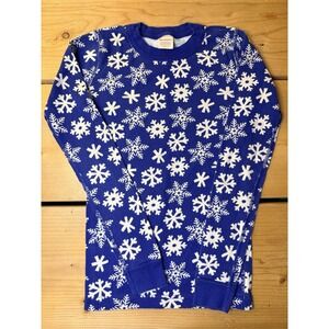 Hanna Andersson Blue White Snowflake Pajama Shirt Size 150/12 Holiday Christmas